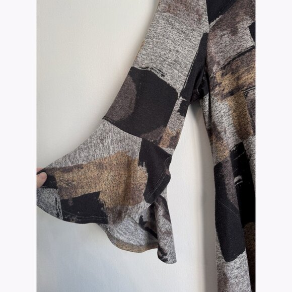 IC by Connie K Women’s Small Sweater Abstract Brushstroke Bell Sleeve Artsy Fall - Picture 3 of 12